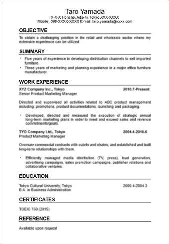 resume sample
