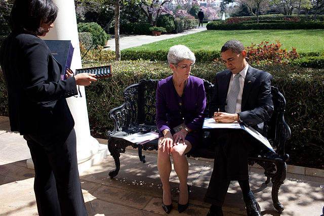 'Barack Obama signing documents outside the Oval Office.jpg' by The Official White House Photostream